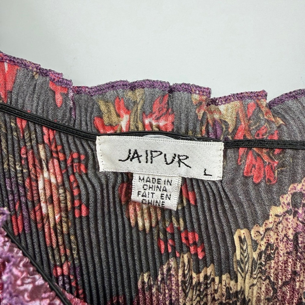 Jaipur Womens Sz L Crinkle Blouse Ruffle Blue Colorful Y2K Fairy - Picture 3 of 7
